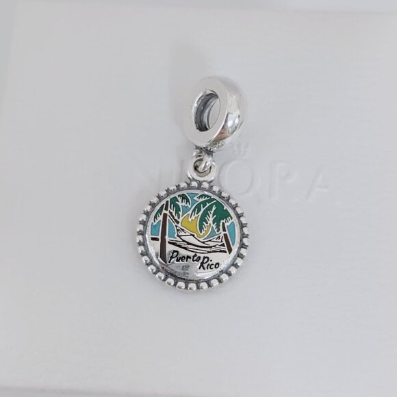 Pandora Puerto Rico Beach Coconut Trees Exclusive Dangle Charm with box - Picture 3 of 5